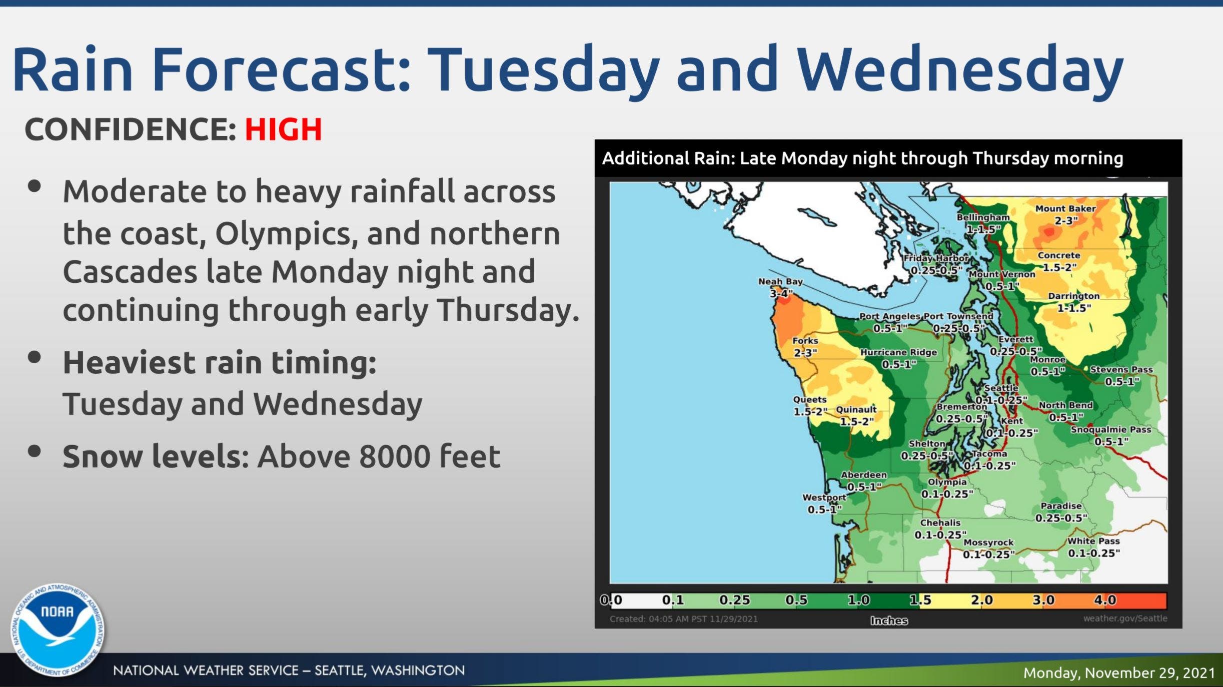Rain And Wind Until Thursday: Puget Sound Forecast